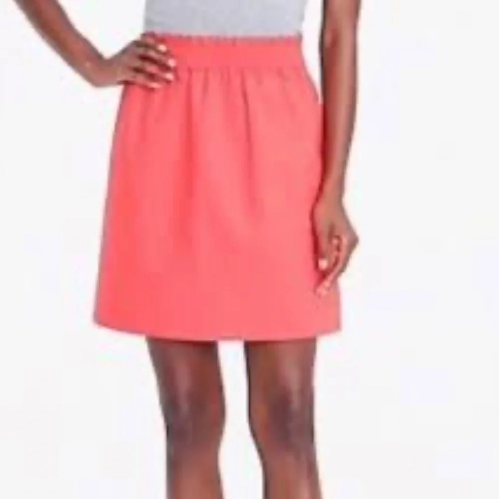 J Crew Coral Linen Blend Stretch Waist Sidewalk A Line Skirt